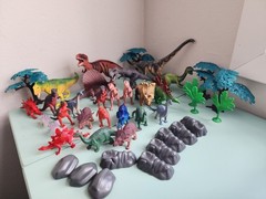 Dinosaur Toy Lot Plastic Figures Rocks Trees Dino Playset Assorted 40+ Pieces