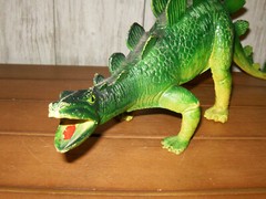 Vintage Dor Mei UKRD Dinosaur Figure Large 15” Yellow Green Blue Stegosaurus