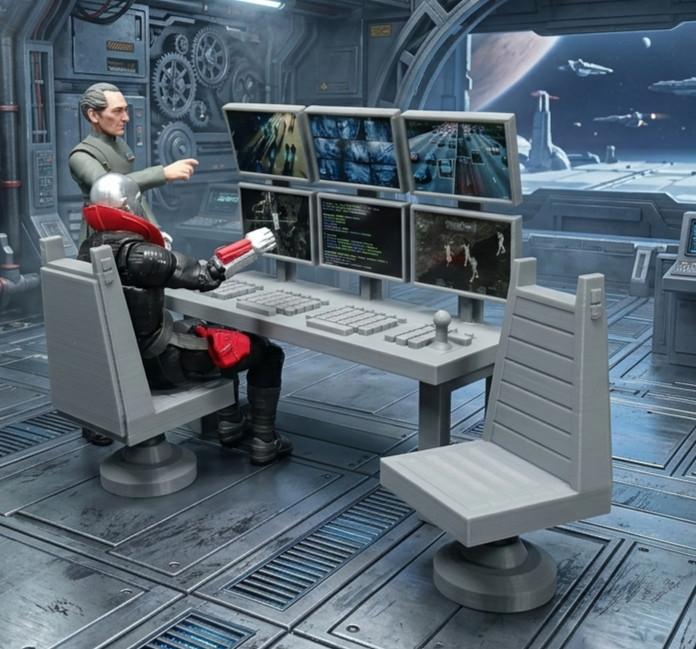 1:12 scale Computer Station w/ Chairs figure diorama MILITARY GI JOE CLASSIFIED