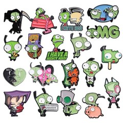 Invader ZIM Cartoon Enamel Pin Alien Metal Brooch Lapel Badge Backpack Gift Kids