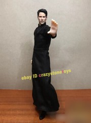 The Matrix Neo 1/12 Clothes Outfit Trench Coat Fit MEZ Action Figure Accessory