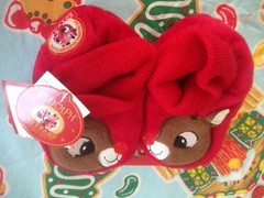 Rudolph The Red Nosed Reindeer Slippers 50 Years and Still Glowing 3-4 Rare New