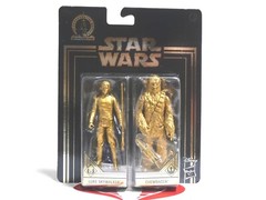 STAR WARS Action Figure COMMEMORATIVE Edition GOLD Luke Skywalker & Cewbacca MOC