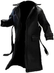 BOSWON 1/12 Scale Sodier Wired Black Faux Leather Trench Coat Model for 6″ Fi…