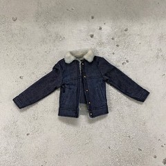 MO-DNJK-ACBK: 1/12 black denim jacket with fur collar for Mezco, Nota Slim body