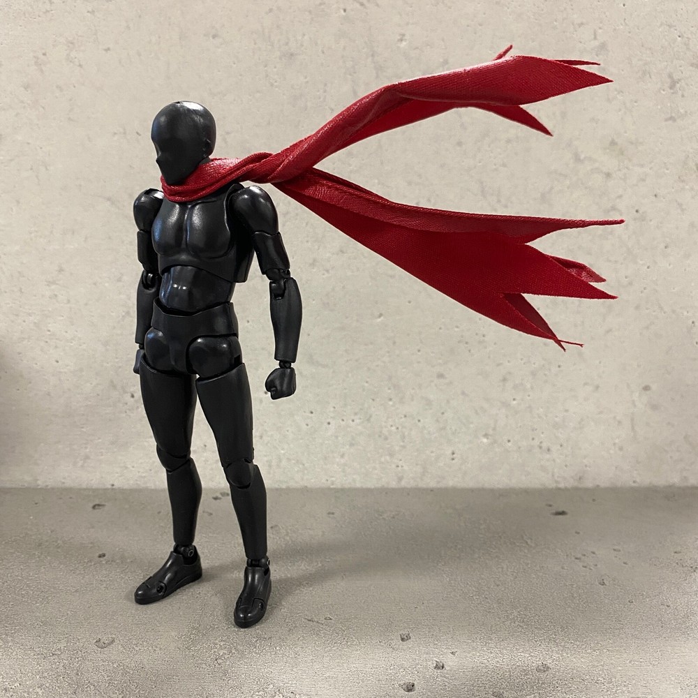 KC-SFL-RED: 1/12 scale Long Red Fabric Wired Scarf (No figure)