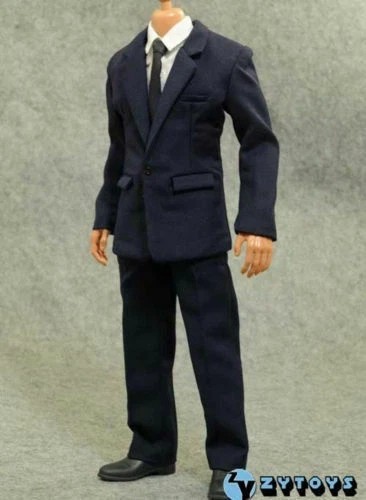 ZYTOYS 1/6 Male Blue Suit Shirt Tie Pants Clothes Set For 12″Figure Body Toys