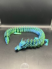 14″ Articulated Dragon 3D Printed Blue Green PLA Flexi Dragon Figure
