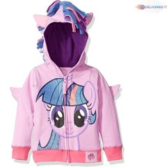 Girls Hoodie Purple Twilight Sparkle 4T Zip Up 3D Wings & Mane Halloween