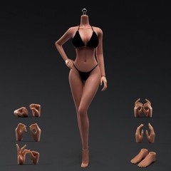 US ANT 1/6 Female Body Large Bust Makeup 12in Seamless Copper Suntan Figure Body