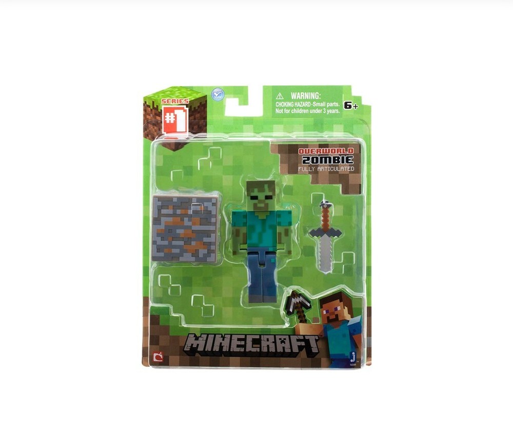 Minecraft Overworld Zombie Fully Articulated Series #1 Ages 6+