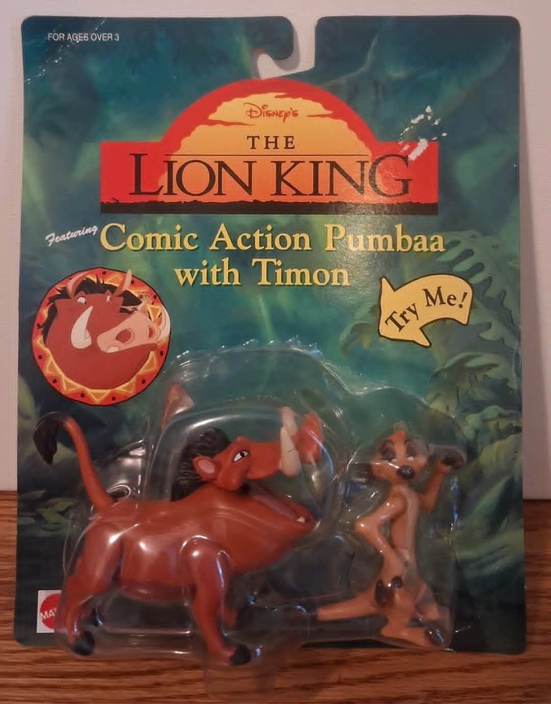 Vintage 1994 Mattel Disney’s The Lion King Comic Action Pumbaa with Timon (NIP)
