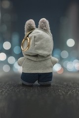 NO DOLL! Clothes for LABUBU Monsters Plush – Gray Hoodie with Denim Pants Outfit