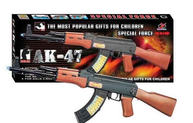 AK 47 Toy Gun Assault Rifle Battery Flashing Lights Sound Vibration Gift Play