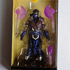 Mortal Kombat Sub-Zero Action Figure w/ Axe, Sword + Head Blue/Black/Brown