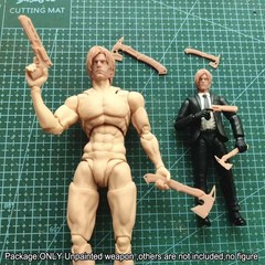 Unpainted Resin 1/12 1/18 Gun Axe Weapon Mdoel Decor For 6” 3.75″ Action Figure