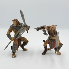 Papo Mutant Warrior Figures Lot Lion & Tiger w/ Weapons 2007 Set Of 2 Medieval