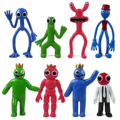 8Pcs Rainbow Friends Action Mini Figures Toy Game Character Doll Blue Monster