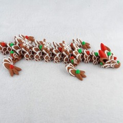 3D Printed Articulated Gingerbread Dragon – Holiday Decor – Multicolor!