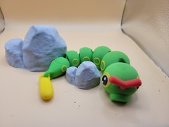 Articulated Pokémon Caterpie 3D Printed Fully Colored