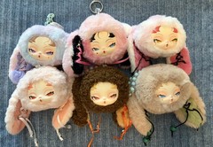 Dodo Nami Twinkle Bunny Series Plush Pendant – 6 Piece Set-See description