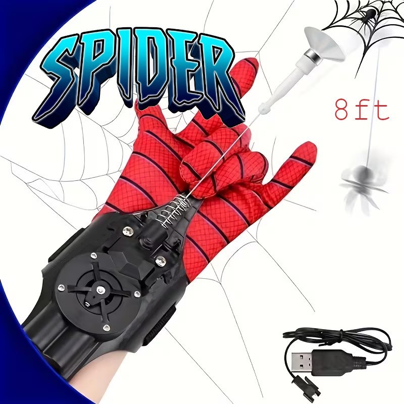 Spider Web Shooter 8ft USB Real Web Slinger and Launcher Toy for Superhero Fans