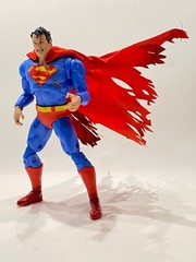 SU-MF-C-SUPBD: Wired battle damaged red cape with logo for McFarlane Superman
