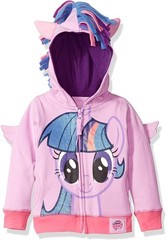 Girls Hoodie Purple Twilight Sparkle 4T Zip Up 3D Wings & Mane Halloween