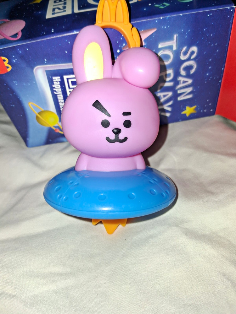 BT21 Cooky Rabbit Figurine Plastic Purple/Blue/Yellow w/ UFO Base