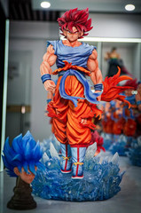 Dragon Ball Super Sanya Goku Blue Red Wukong 33cm LED Anime Statue Figure