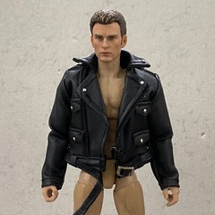 PB-LJK-S: 1/12 Black Biker Leather Jacket for 6 inch slim body