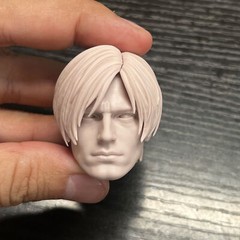 Unpainted 1/6 Game Leon Kennedy Head Carving Model Fit 12” Figure Body