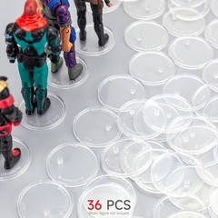 36 Clear Round Display Stands for 3.75” Action Figures – 37.5mm Base, 3.6mm Peg