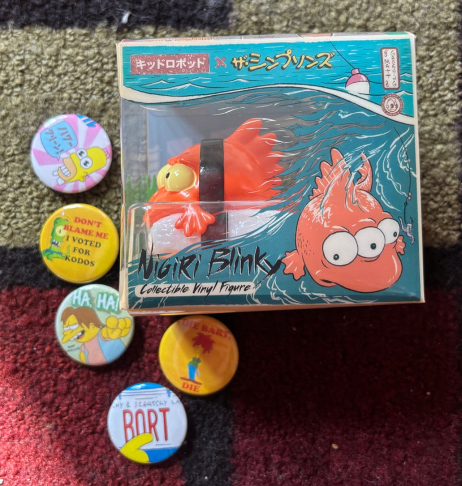 The Simpsons Nigiri Blinky Fish 3″ Mini Vinyl Figure sushi Japan + Buttons
