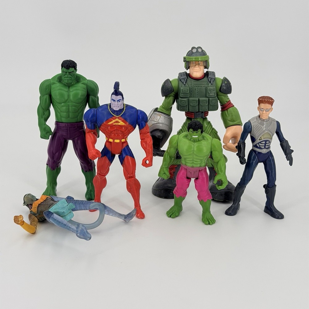 Marvel DC Super Hero Action Figures Lot Super Man Hulk Avatar Sharkboy 6 Pcs Y2K